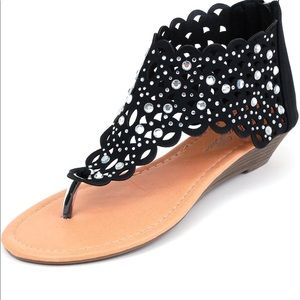 Luo luo sparkle rhinestone wedge sandals 7.5